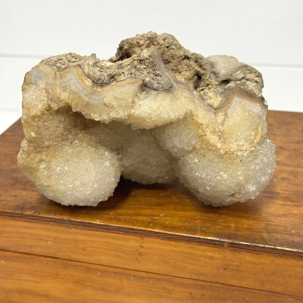 Natural Botryoidal Druzy Quartz Crystal Cluster Specimen Geode 5.5x6.5 Inch